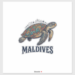 Malediven Vintage Meeresschildkröte Reise-Shirt De Aufkleber