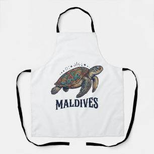 Malediven Vintage Meeresschildkröte Reise-Shirt De Schürze