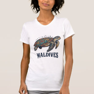 Malediven Vintage Meeresschildkröte Reise-Shirt De T-Shirt