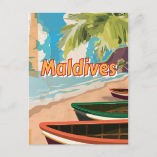 Malediven Vintage-Reiseposter Postkarte