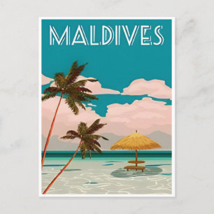 Malediven Vintage Tropischer Strand Ozean Reise Postkarte