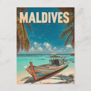 Malediven Vintage Tropischer Strand - Ozean Reise Postkarte