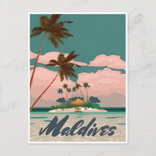 Malediven Vintage Tropischer Strand Ozean Reise Postkarte