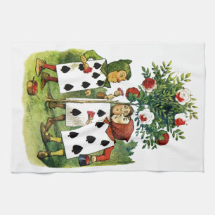 Malen der Königin der Rosen des Herzens im Küchentuch