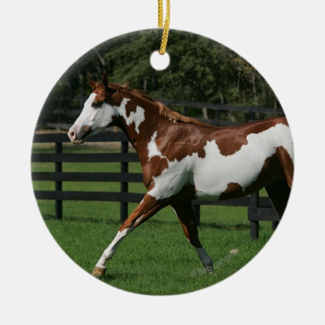 Malen Sie das Pferd, das 1 laufen lässt Keramik Ornament (Vorne)