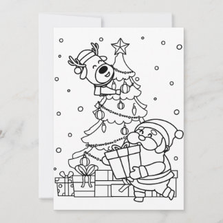 Malen Sie Ihren eigenen Weihnachtsmann und Rentier Feiertagskarte