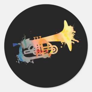 Malen Sie platsches Mellophone Runder Aufkleber