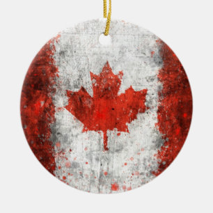 Malen Sie Spritzer-Kanadier-Flagge Keramikornament