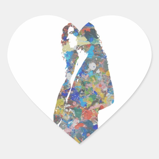 Malen Sie Spritzer-Porträt Herz-Aufkleber (Vorderseite)