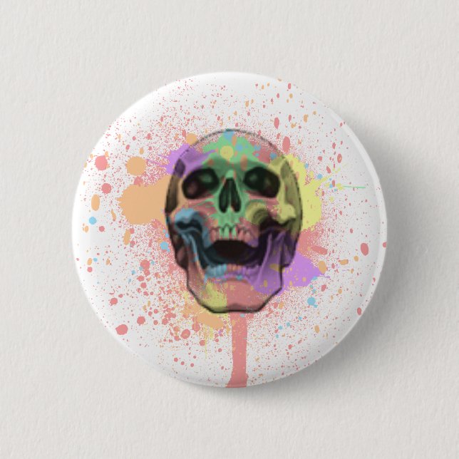 Malen Sie Spritzer-Schädel-Knopf Button (Vorderseite)