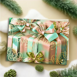 Malen von Weihnachtsgeschenken Pfirsichwinde Feiertagskarte