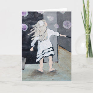 Malende Mädchen-durchbrennenblasen und Karte