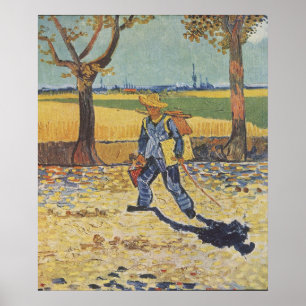 Maler auf dem Weg zur Arbeit Poster