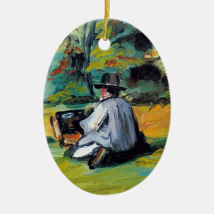 Maler bei der Arbeit von Paul Cezanne, Vintage Fin Keramik Ornament