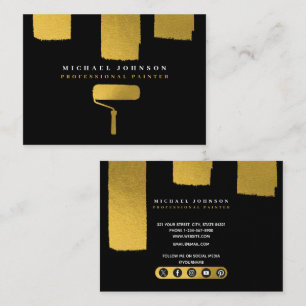 Maler Black & Gold Social Media Icons Visitenkarte