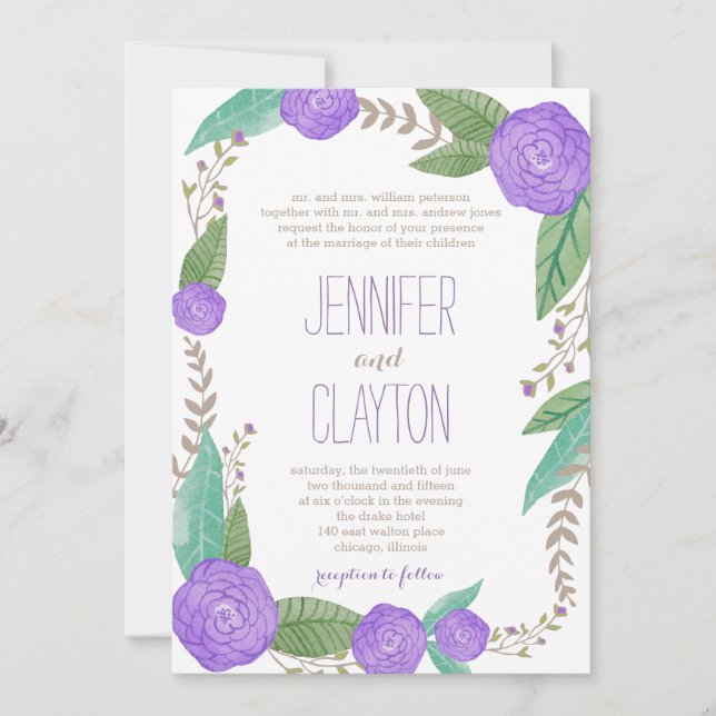 Maler Florals Hochzeitsaufenthalt Einladung (Vorderseite)
