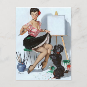 Maler Pin Up Postkarte