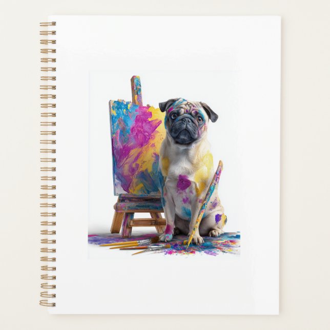 Maler-Pug � Abstrakter Kunsthund Planer (Vorderseite)