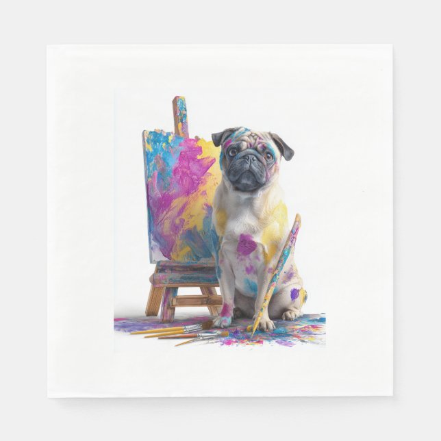Maler Pug � abstrakter Kunsthund Serviette (Vorderseite)
