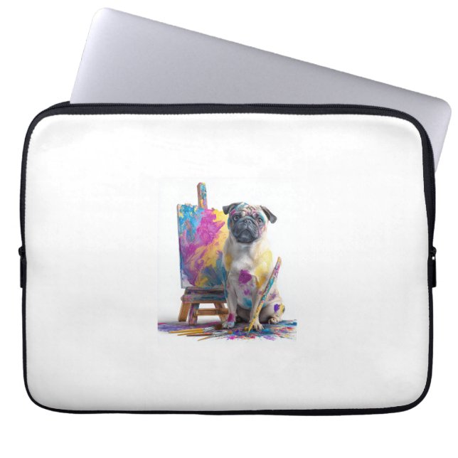 Maler-Pug � Abstraktes Kunst Hund Laptopschutzhülle (Vorderseite)