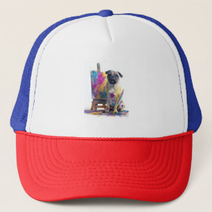 Maler Pug � Abstraktes Kunst Hund Truckerkappe