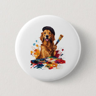 Maler Pup - Künstlerischer Hund mit Easel Button