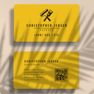 Maler-QR-Code Gelb Schwarz Abgerundete Malerei Visitenkarte