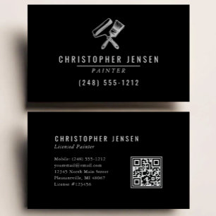 Maler QR-Code Malerei Unternehmen Schwarz Silber Visitenkarte