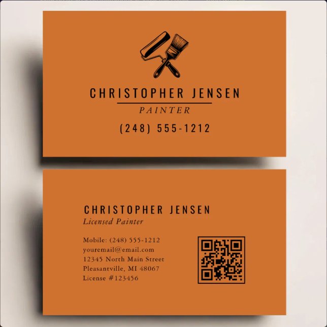 Maler-QR-Code-Terrakotta-Schwarzmalerei Visitenkarte (Von Creator hochgeladen)