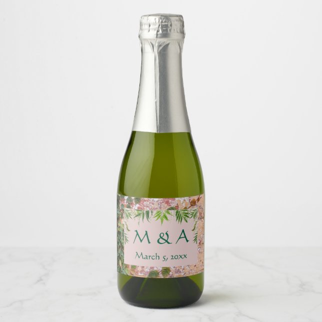 Maler Steine Green Ivy Wedding Mini Wein Labels (Vorderseite)