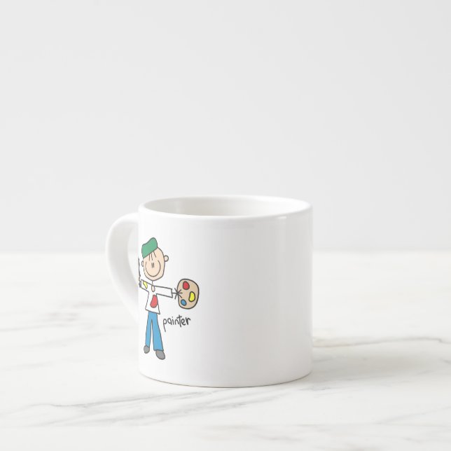 Maler-Strichmännchen Espressotasse (Vorderseite Links)