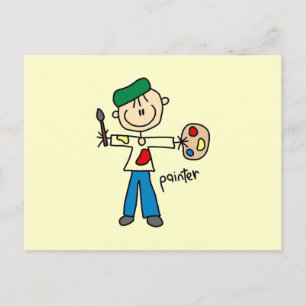 Maler-Strichmännchen Postkarte
