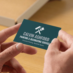 Maler und Dekorateur Modern Türkis & Silber Visitenkarte