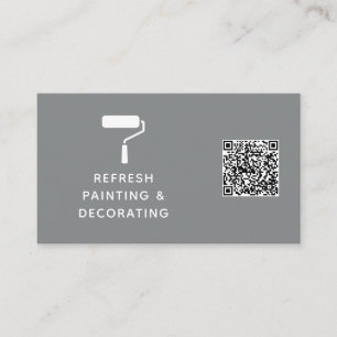Maler und Dekorator QR-Code Farbwalze grau Visitenkarte