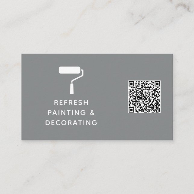 Maler und Dekorator QR-Code Farbwalze grau Visitenkarte (Vorderseite)