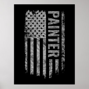 Maler USA-Flagge Distressed-Design Poster