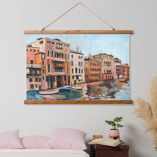 Malerei am Canal Grande, Venedig, Italien Wandteppich Mit Holzrahmen (Schlafzimmer)