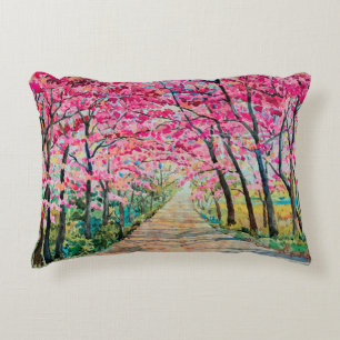 Malerei Aquarelllandschaft Rosa Farbe Tunne Dekokissen