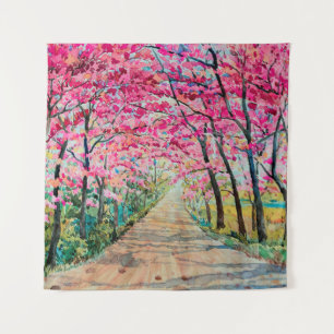Malerei Aquarelllandschaft Rosa Farbe Tunne Wandteppich