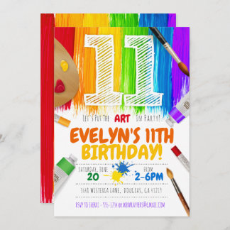 Malerei, Art Birthday Party - 11 Einladung