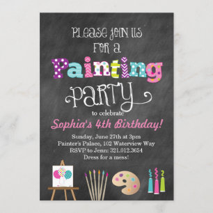 Malerei Art Party Chalkboard Stil Einladung