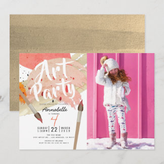 Malerei Art Party Modernes Chic Girl Foto Geburtst Einladung