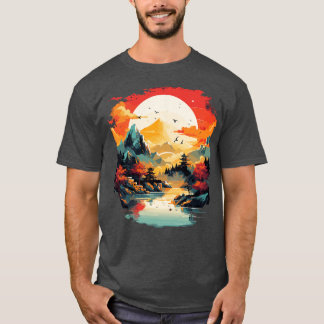 Malerei asiatischer Landschaft T-Shirt