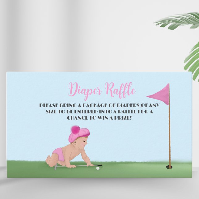 Malerei auf Golf Baby Girl Sweet Caddy Baby Dusche Begleitkarte (Add a sweet touch to your golf-themed baby shower with this card!)