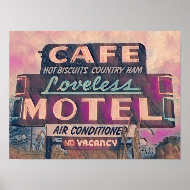 Malerei auf Neonschild im Loveless Cafe Poster (Vorne)