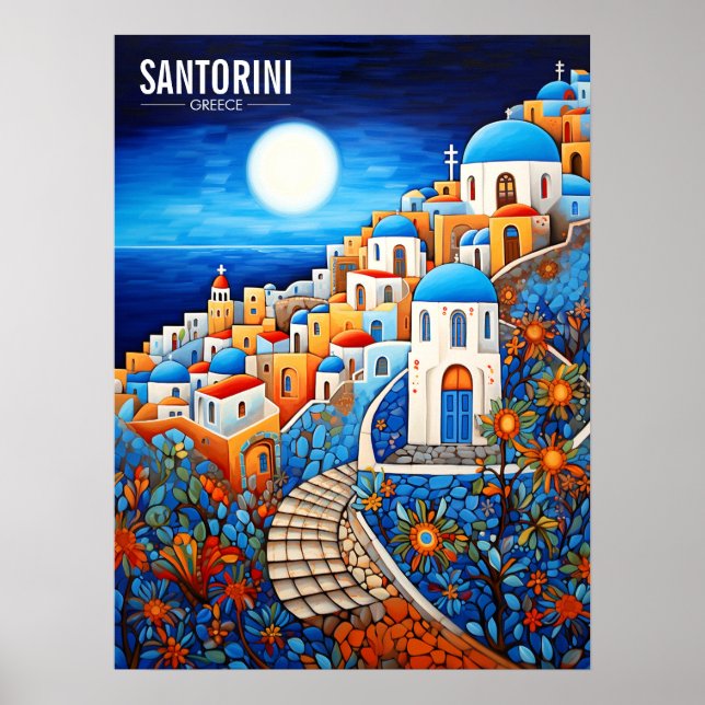 Malerei auf Santorini | Griechenland Reisen | Art Poster (Vorne)