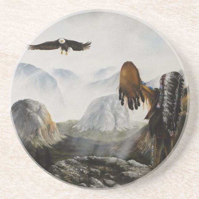 Malerei auf Untersetzer Eagle und Indisch (Vorne)