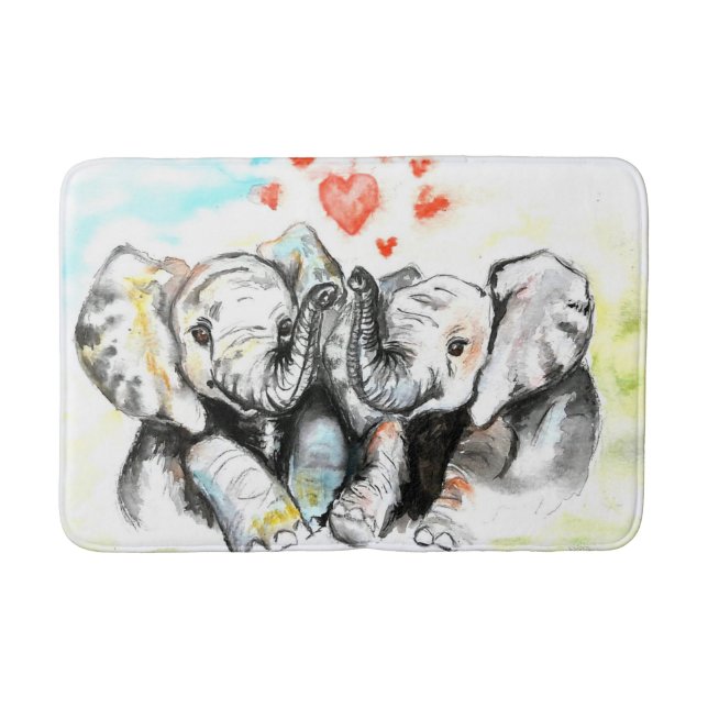Malerei Bath Mat Elephant Familie Badematte (Vorderseite)