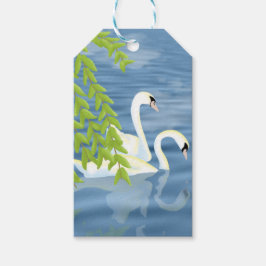 Malerei Blau und Grün Paar Schwäne auf dem See Geschenkanhänger