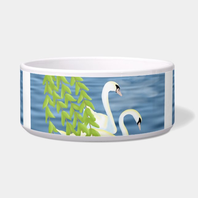 Malerei Blau und Grün Paar Schwäne auf dem See Napf (Vorderseite)